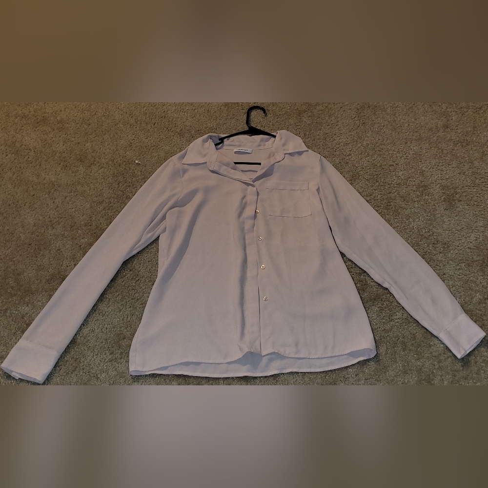 Calvin Klein pink button up blouse with pocket, medium